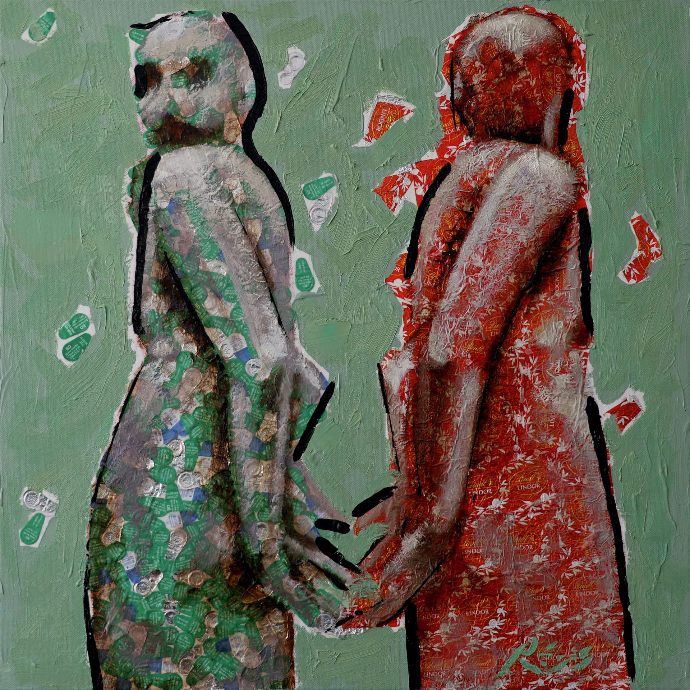 Wrapped in Equilibrium — 24x24 mixed media