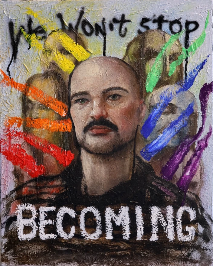 Régis Souto — Becoming — Pride 2026 — Mixed Media on Canvas — 16 × 20 in
