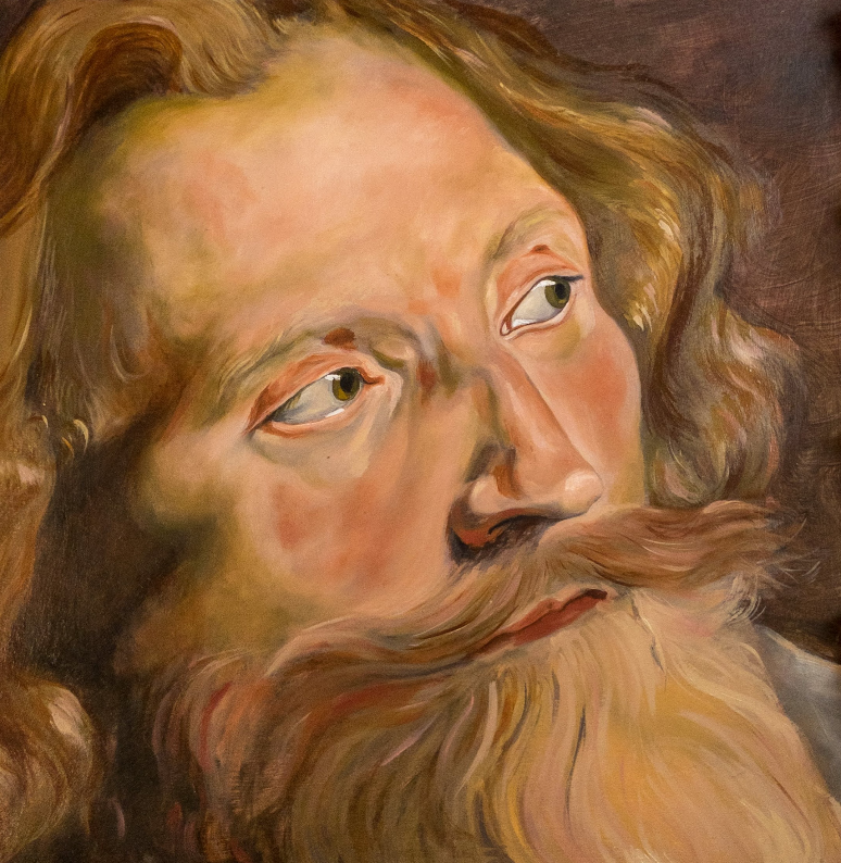 Study after Peter Paul Rubens, Head of a Bearded Man, oil on paper, by Régis Souto