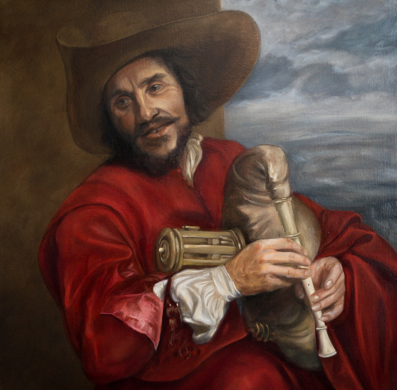 The Bagpipe Player, study after Anthony van Dyck's Portrait of François Langlois, by Régis Souto