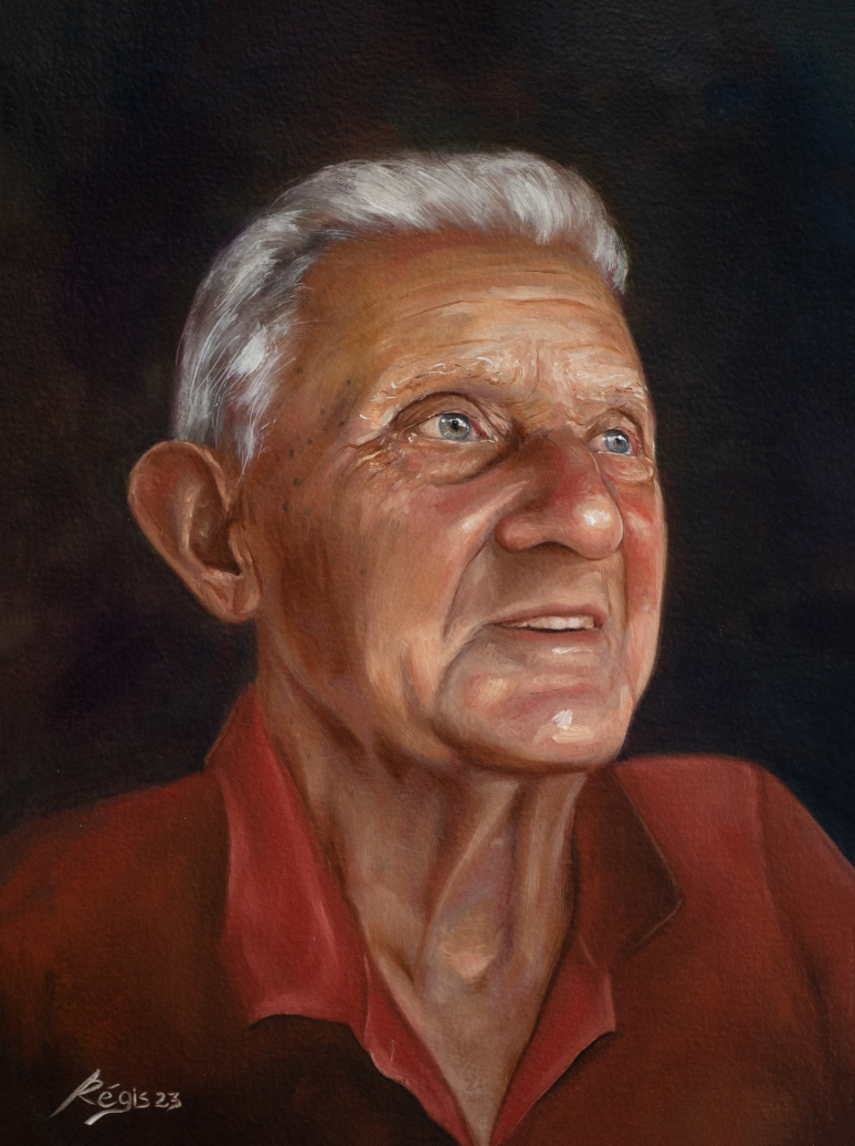 Nicanor, original oil portrait of an elderly man by Régis Souto
